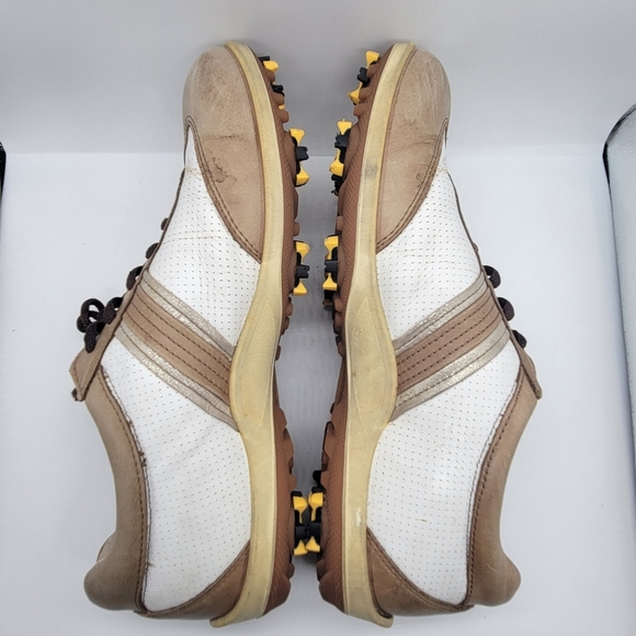 ECCO Women's Hydromax Tan White Golf Shoes Size 41 US 10 Round Toe - Picture 6 of 15